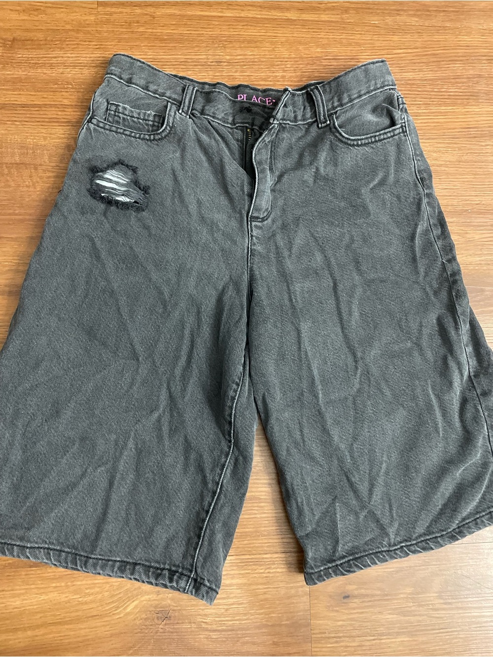 The Children's Place Charcoal Black Distressed Denim Shorts